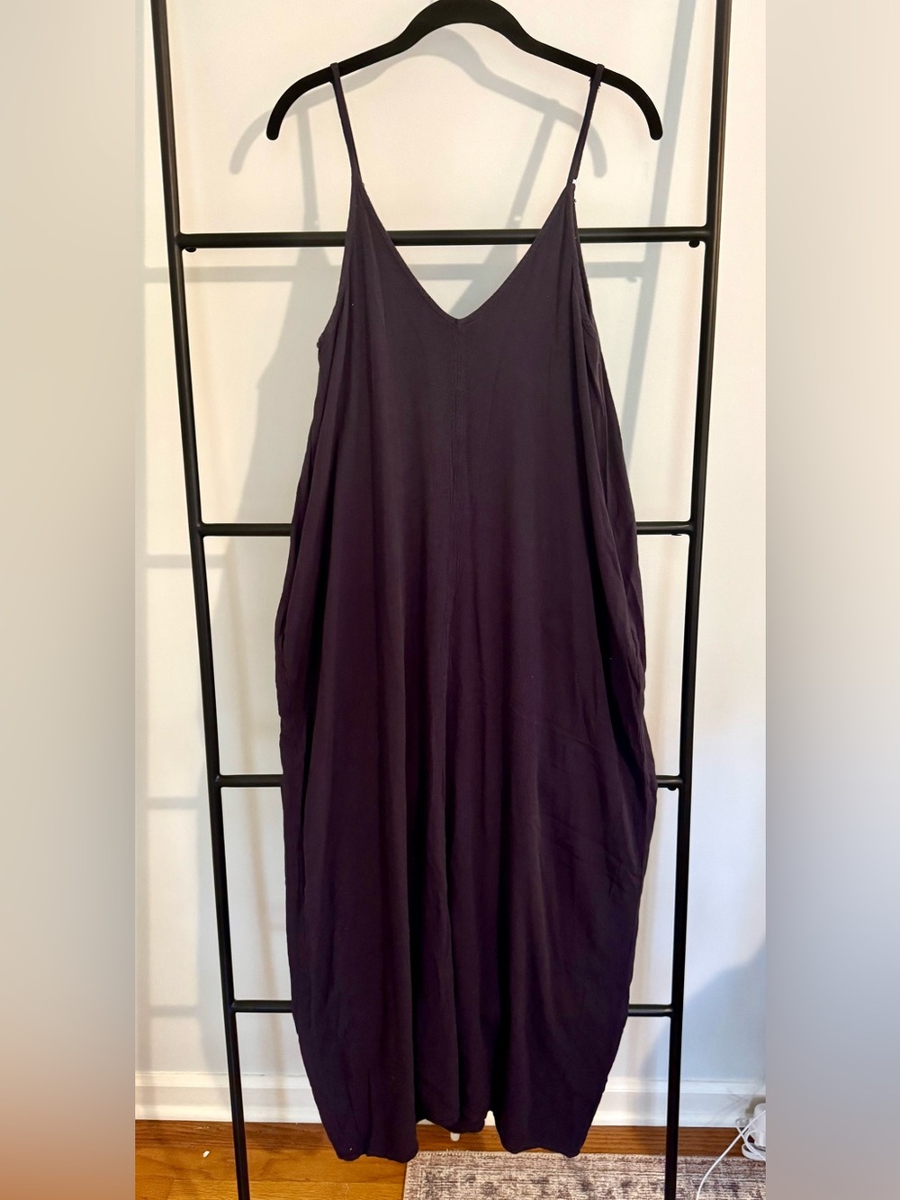 lovestitch Deep Blue/Grey V-Neck Spaghetti Strap Maxi Dress, S/M